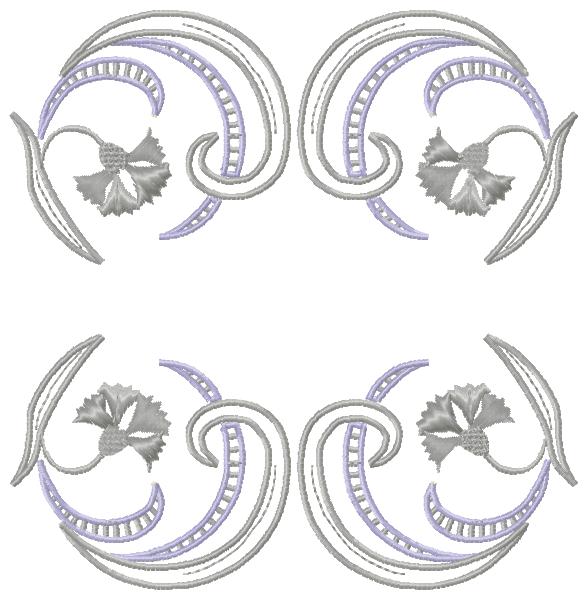 Cutworc machine embroidery. Carnation