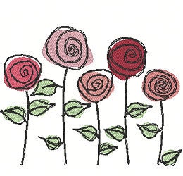 Abstract flowers. Machine embroidery design.