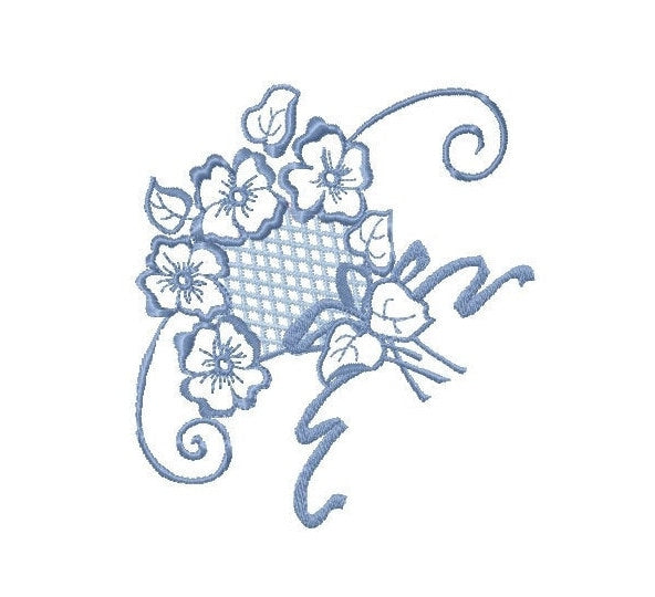 White embroidery. One color embroidery. Richelieu corner. Machine embroidery design