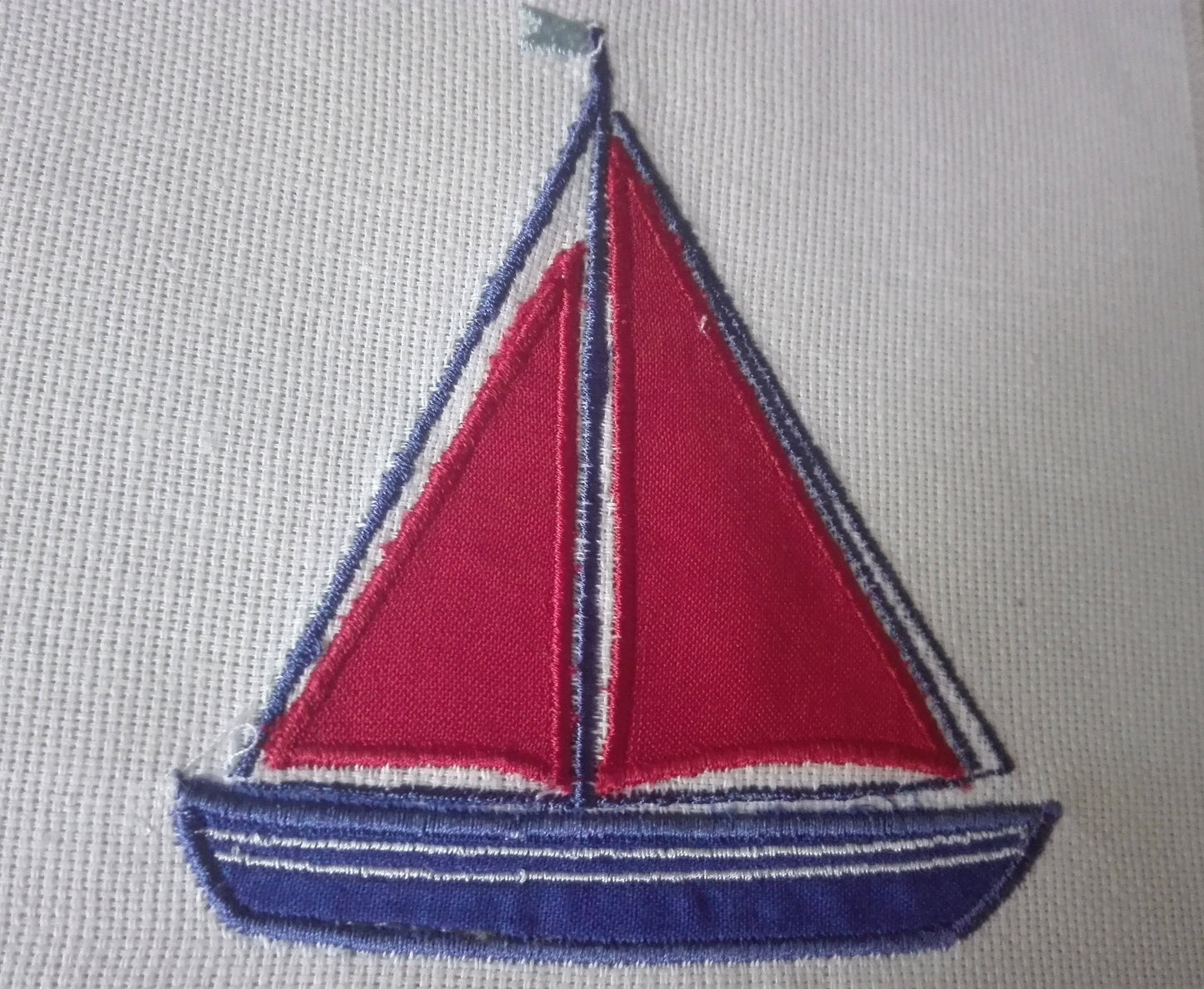 Sailboat applique. Machine embroidery design