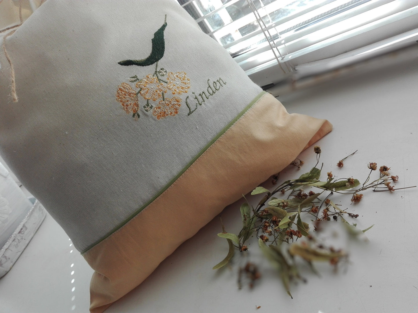 Linden flowers. Medicinal herbs. Machine embroidery design.