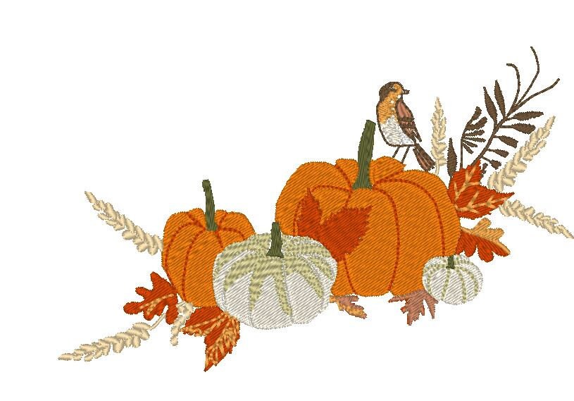 Pumpkin machine embroidery design. Thanksgiving image