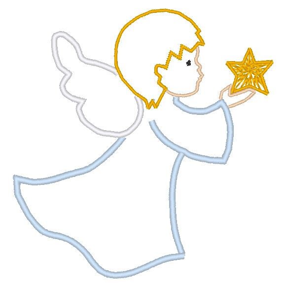 Christmas angel applique. Machine embroidery design
