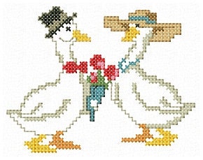 Valentines design. Two ducks. Machine embroidery and PDF pattern for hand embroidery. 4x4: 5x7; hoop size