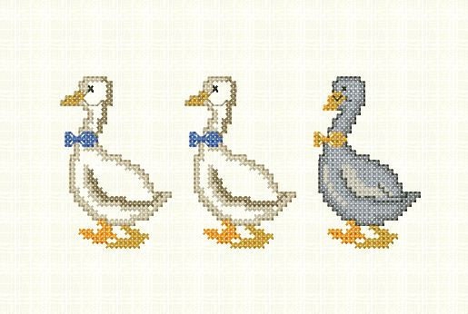 Three ducks. Machine Embroidery design and PDF pattern for hand-made embroidery