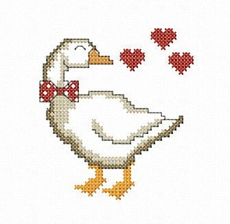 Valentines design. Goose in love. Machine embroidery and PDF pattern for hand embroidery. 4x4: 5x7; hoop size