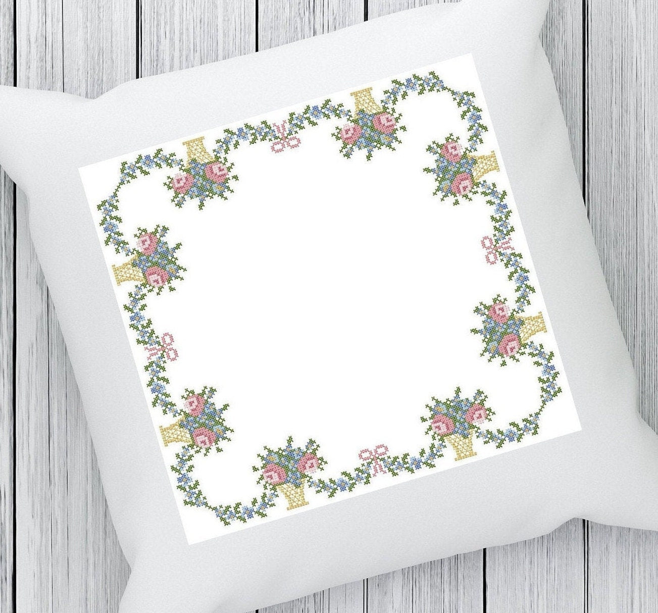 Roses cross stitch. Border with roses Machine embroidery and PDF pattern for hand embroidery