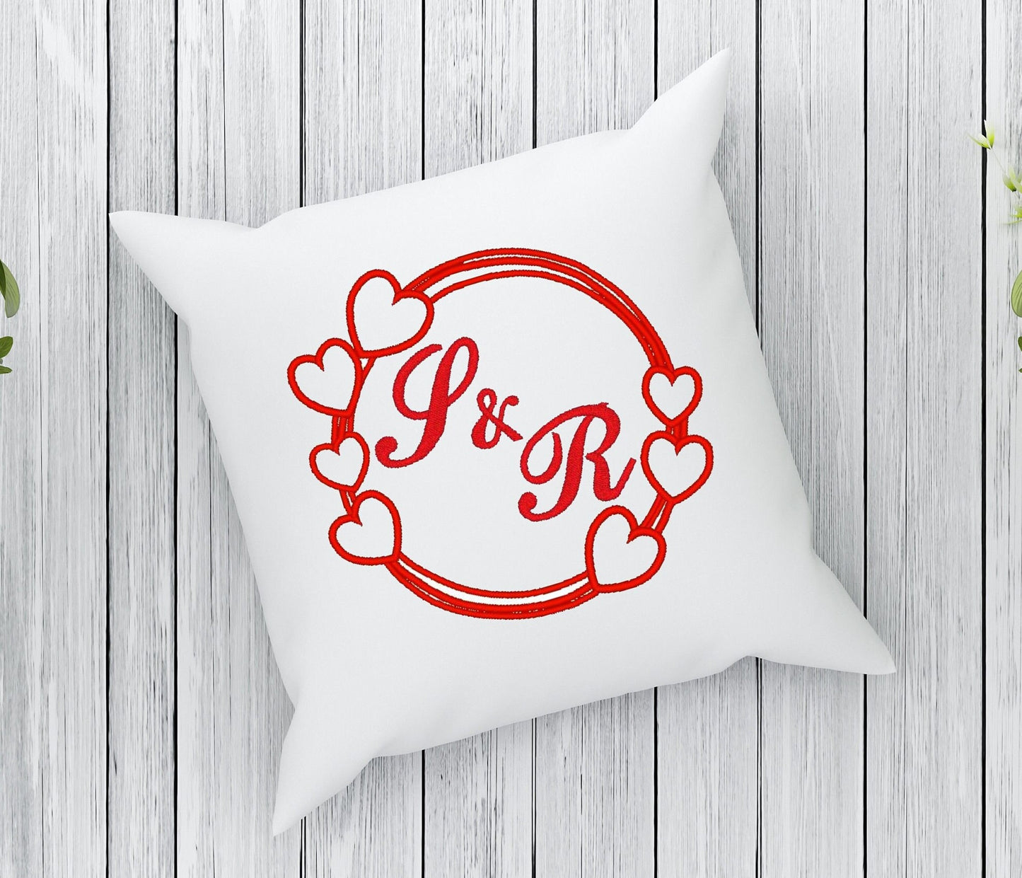 Monogram frame with hearts. Machine embroidery designx 4x4 ; 7x5; 8x8 hoop size