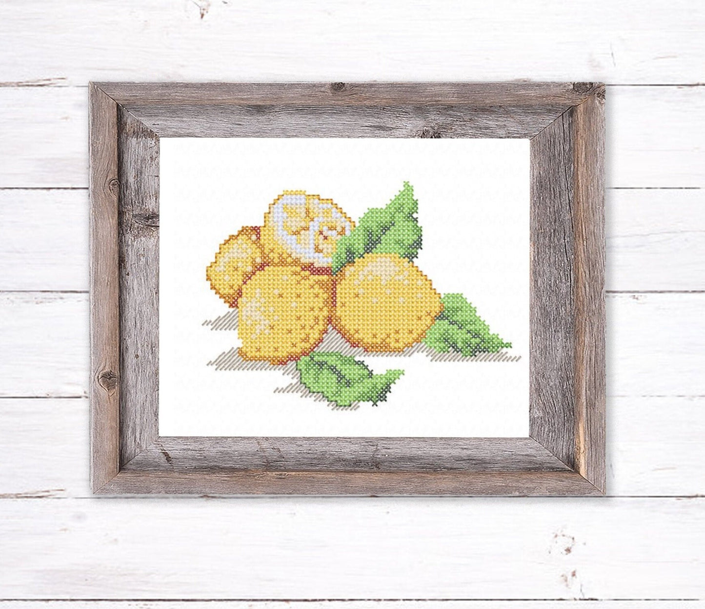 Lemons cross stitch . Machine Embroidery design and PDF pattern for hand-made embroidery