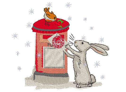 Christmas embroidery. Bunny send a letter. Machine embroidery design. 7x5; 4x4Hoop embroidery