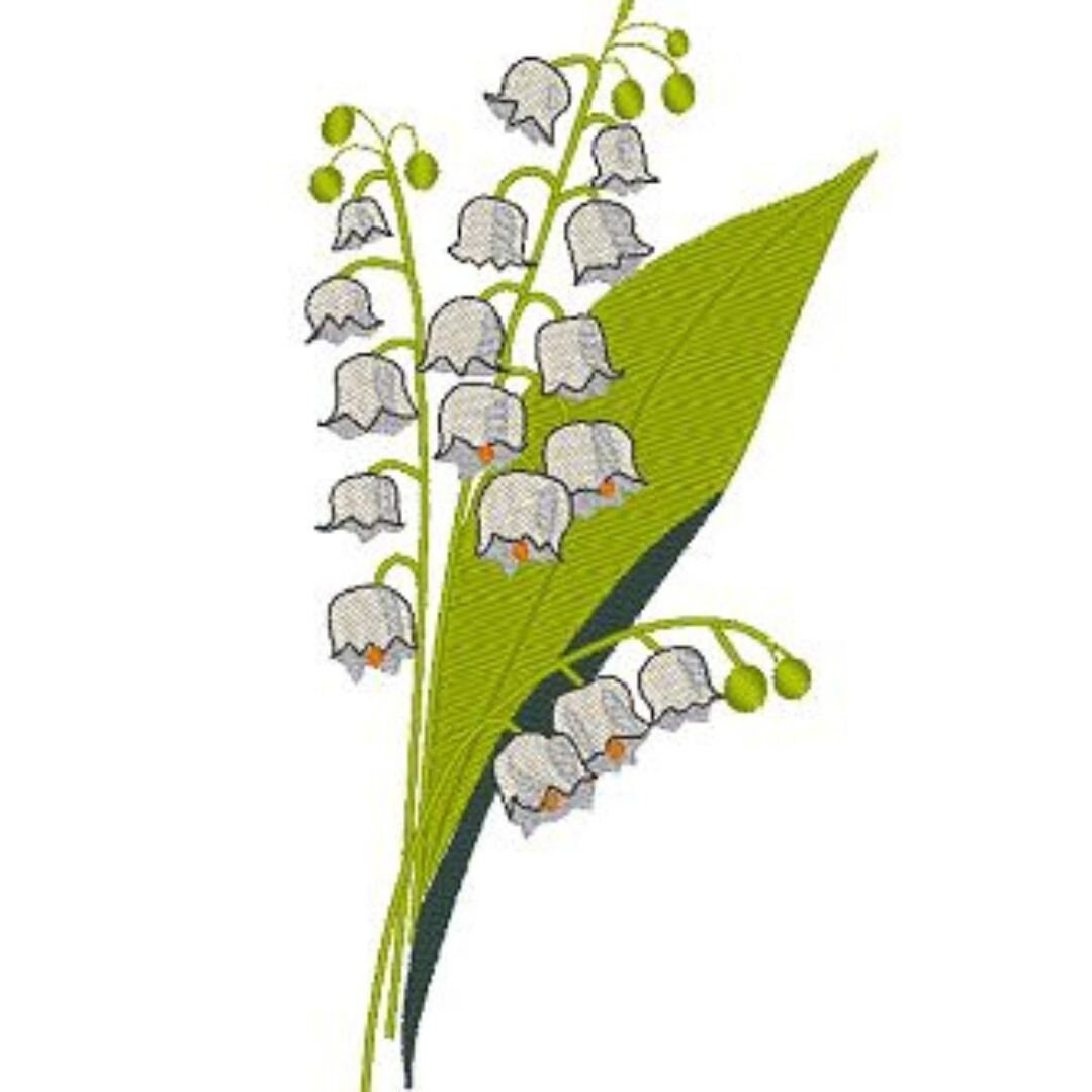 Lily of the valley. Machine embroidery design. 7x5 hoop size