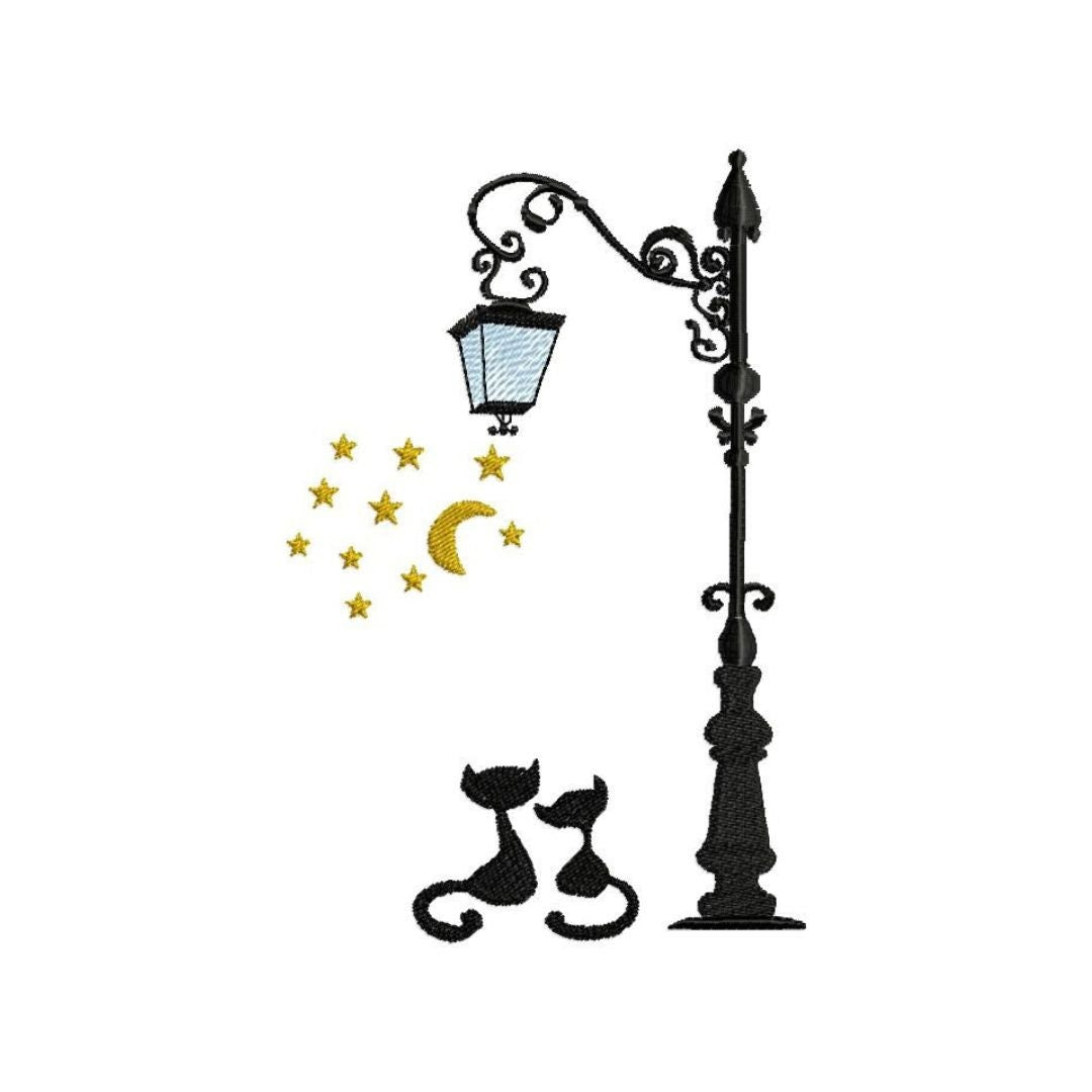 Two cats. Machine embroidery design. 5x7; 8x8Hoop size