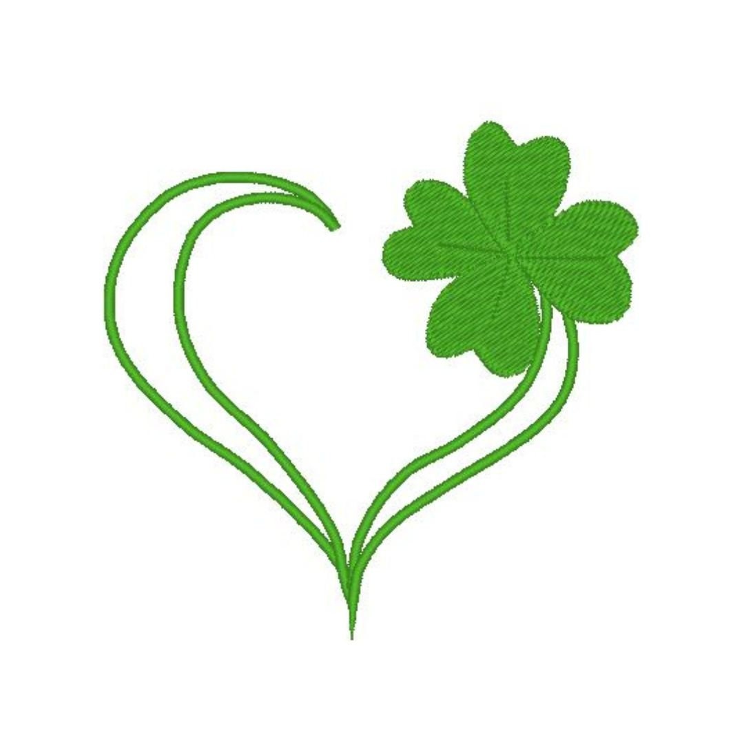 Heart with clover. Machine embroidery design. 4x4 hoop size