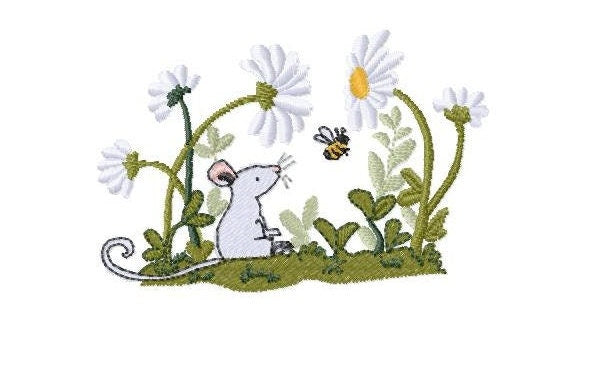 Mice and bee. Machine embroidery design. 4x4; 7x5 Hoop size