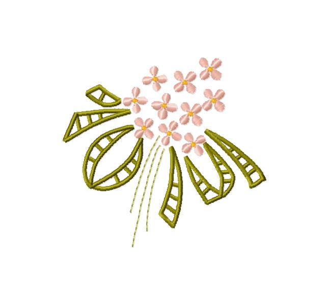 Cutwork embroidery. Lilac machine embroidery design