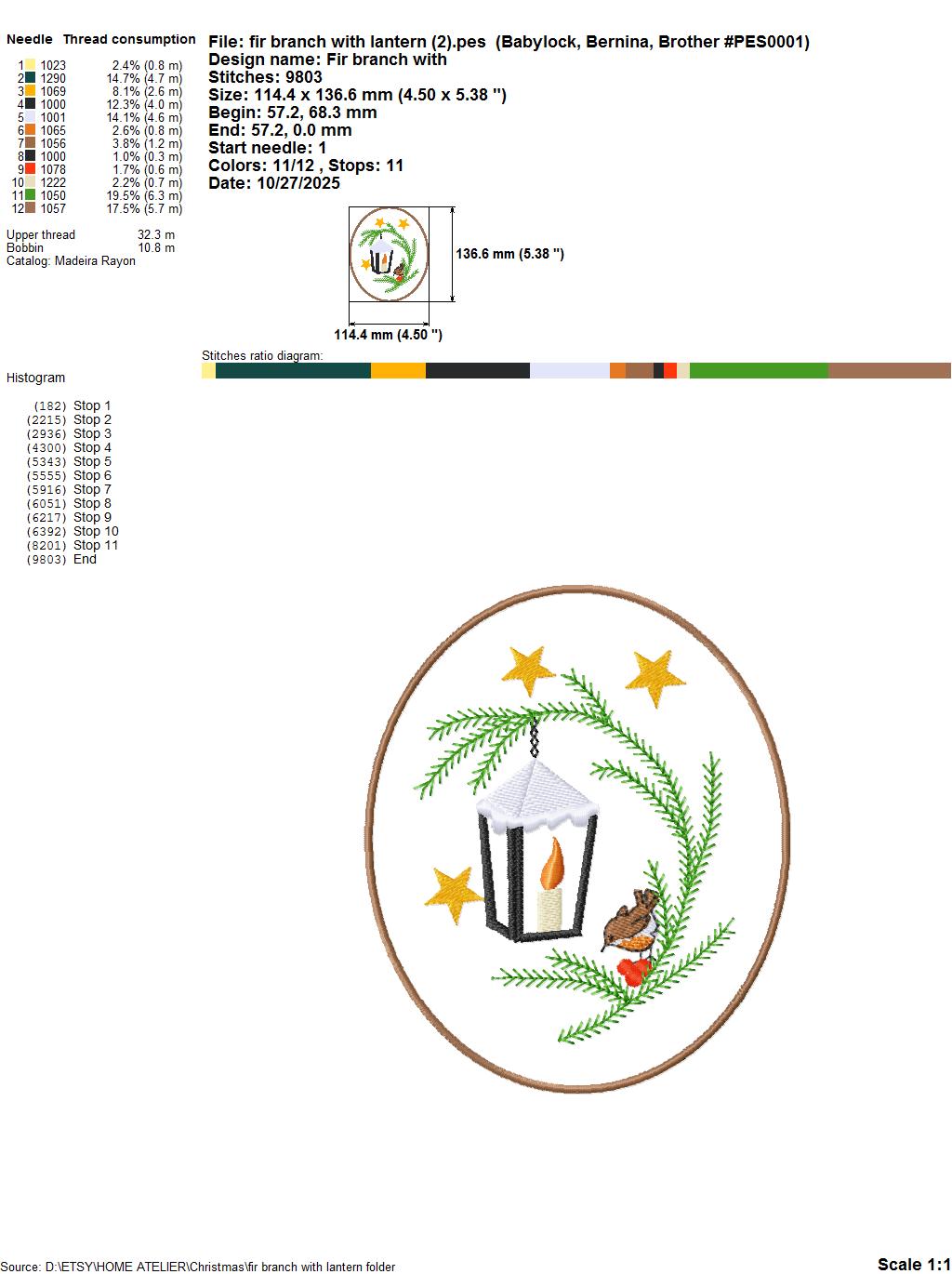 Christmas decorative embroidery. Machine embroidery design