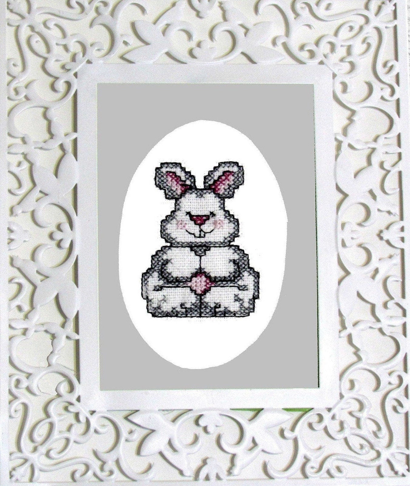 Cross stitch Bunny. Machine Embroidery design and PDF pattern for hand-made embroidery