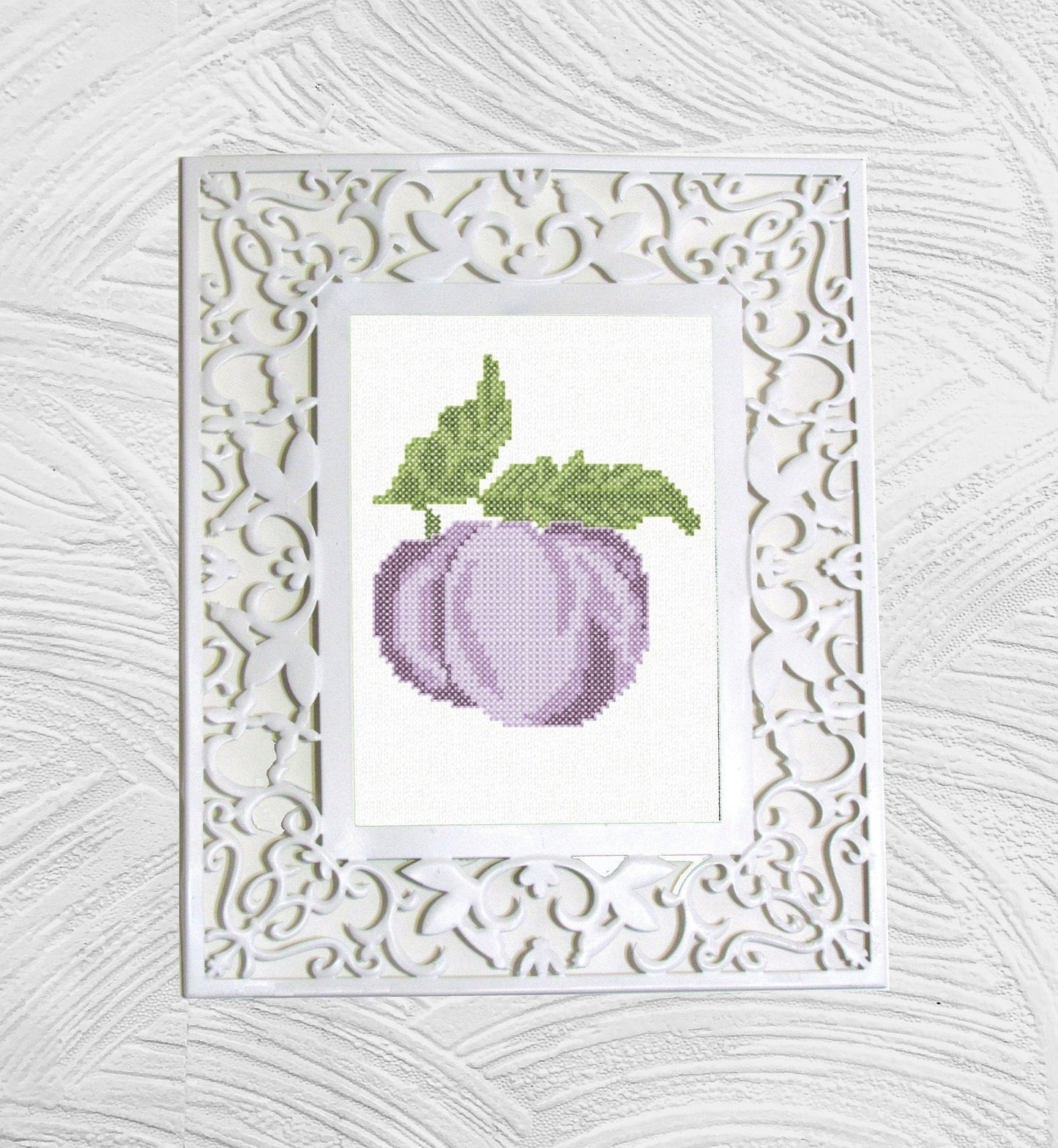 Plums cross stitch.  Machine Embroidery design and PDF pattern for hand-made embroidery