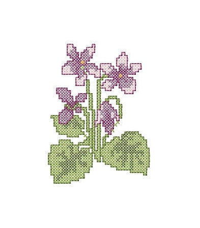 Cross stitch violet. Machine Embroidery design and PDF pattern for hand-made embroidery
