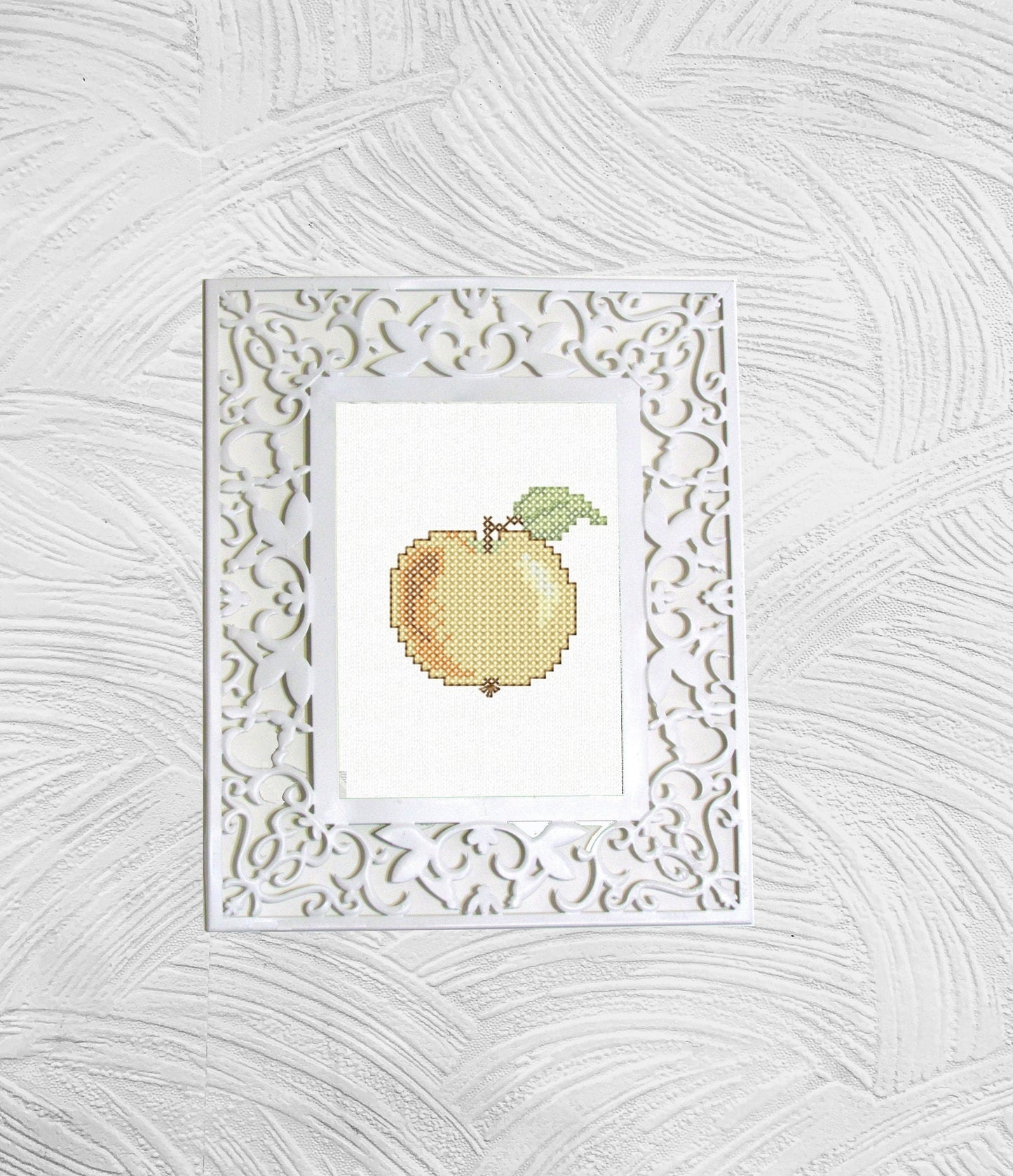 Apple cross stitch.  Machine Embroidery design and PDF pattern for hand-made embroidery