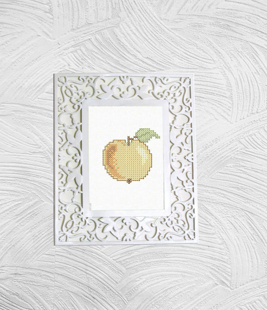 Apple cross stitch.  Machine Embroidery design and PDF pattern for hand-made embroidery