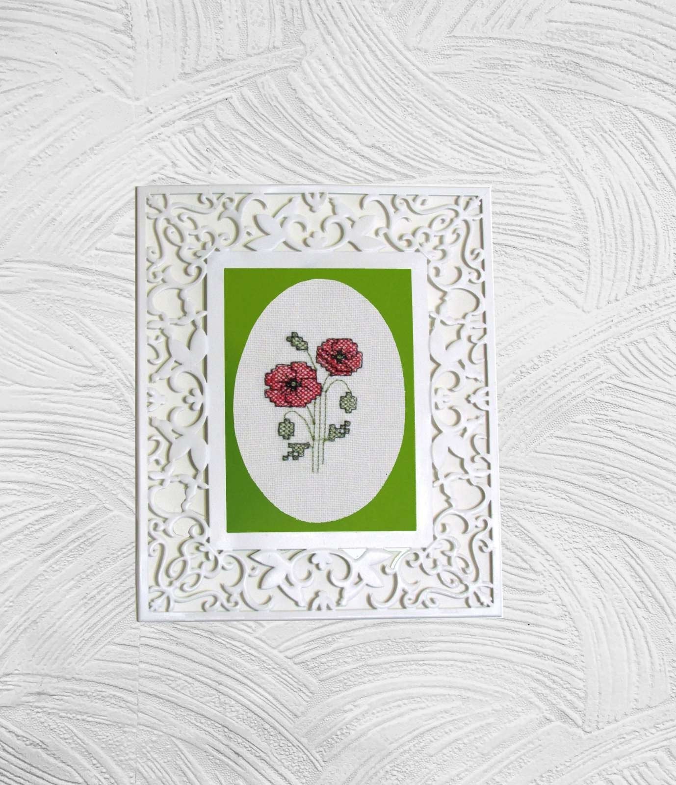 Cross stitch poppies. Machine Embroidery design and PDF pattern for hand-made embroidery