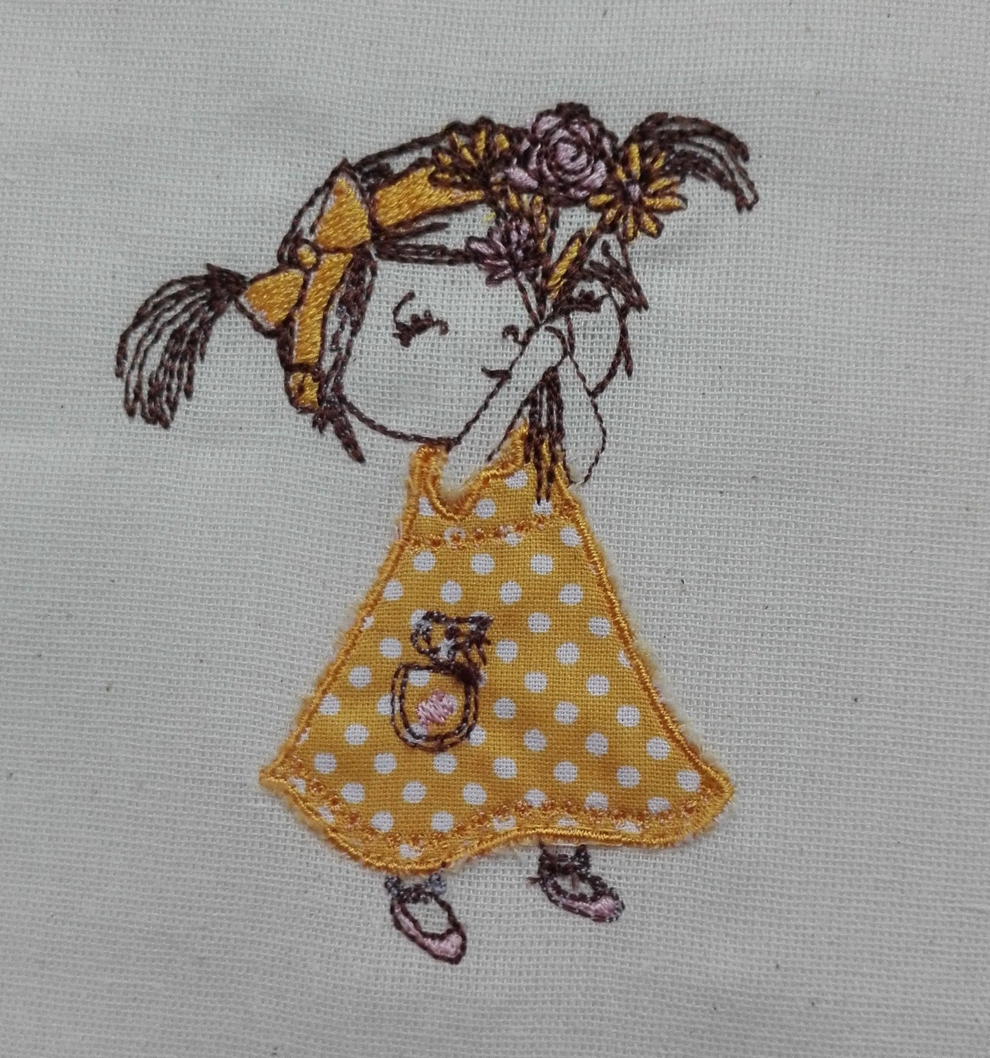 Little girl applique.  Set of  two machine embroidery designs