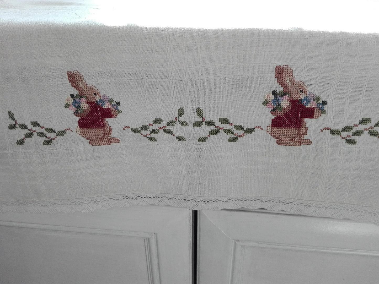 Easter bunny. Machine Embroidery design and PDF pattern for hand embroidery.