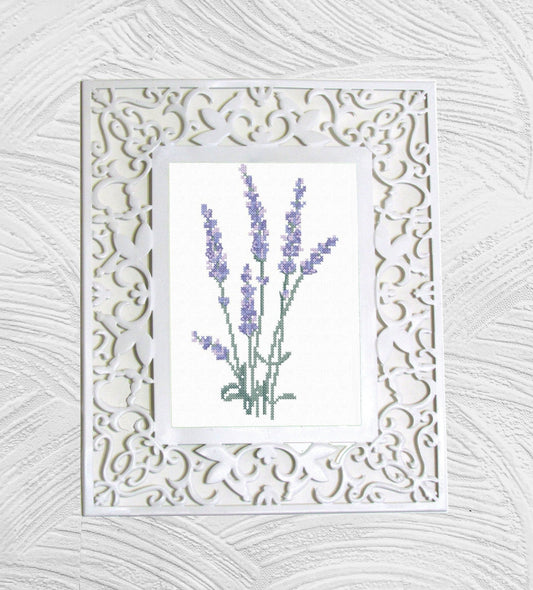 Cross stitch lavender.  PDF pattern for hand embroidery