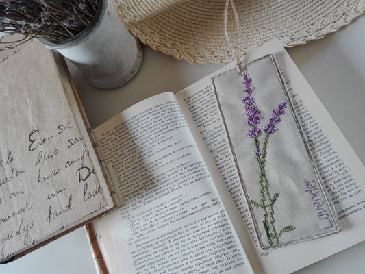 Lavender bookmark. Cross stitch lavender.  Machine embroidery design