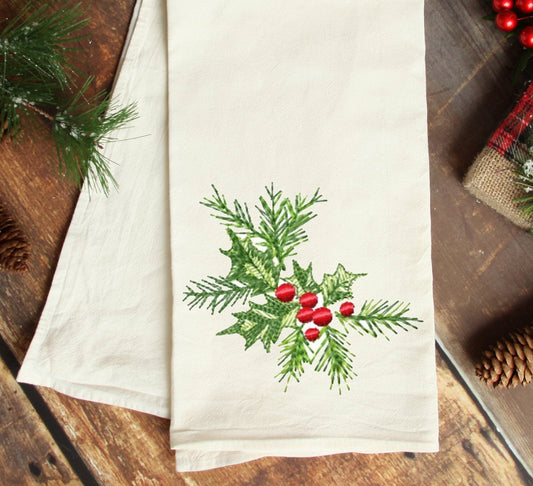 Holly. Christmas ornament. Machine embroidery design.