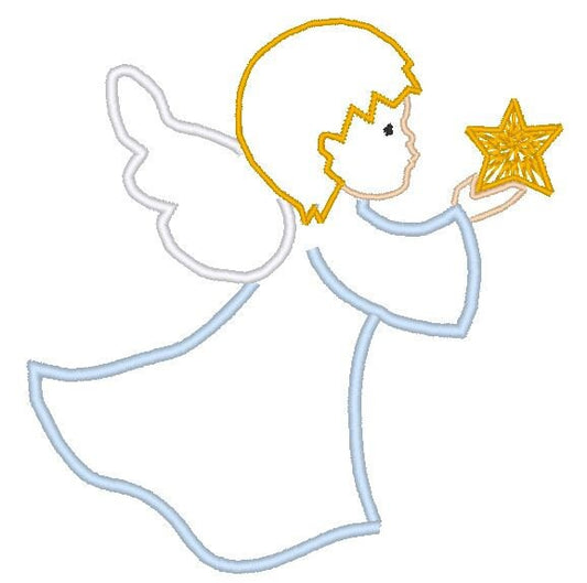 Christmas angel applique.  Machine embroidery design