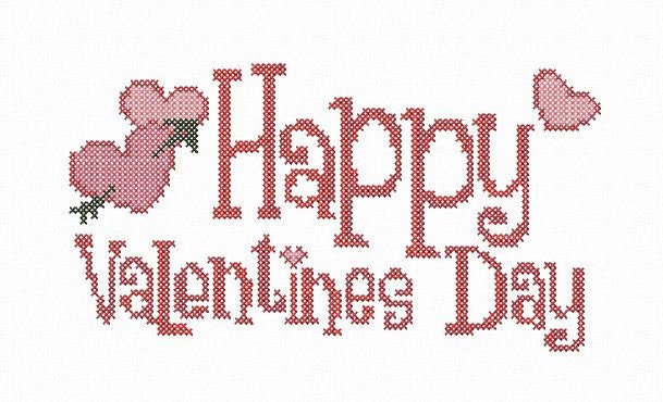 Happy Valentines.  Machine embroidery design and PDF pattern for hand embroidery