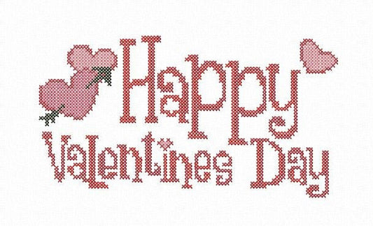 Happy Valentines.  Machine embroidery design and PDF pattern for hand embroidery