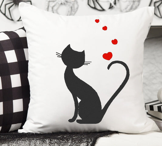 Black cat. Machine embroidery design.