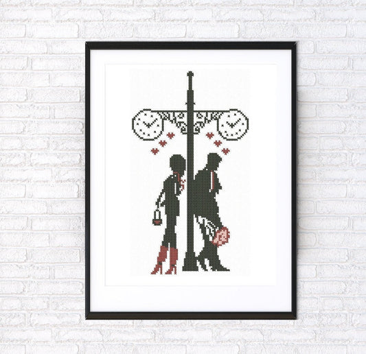 Meeting. Cross stitch pattern. Machine embroidery and PDF pattern for hand embroidery. 7 x 11: 8 x 12 hoop size.