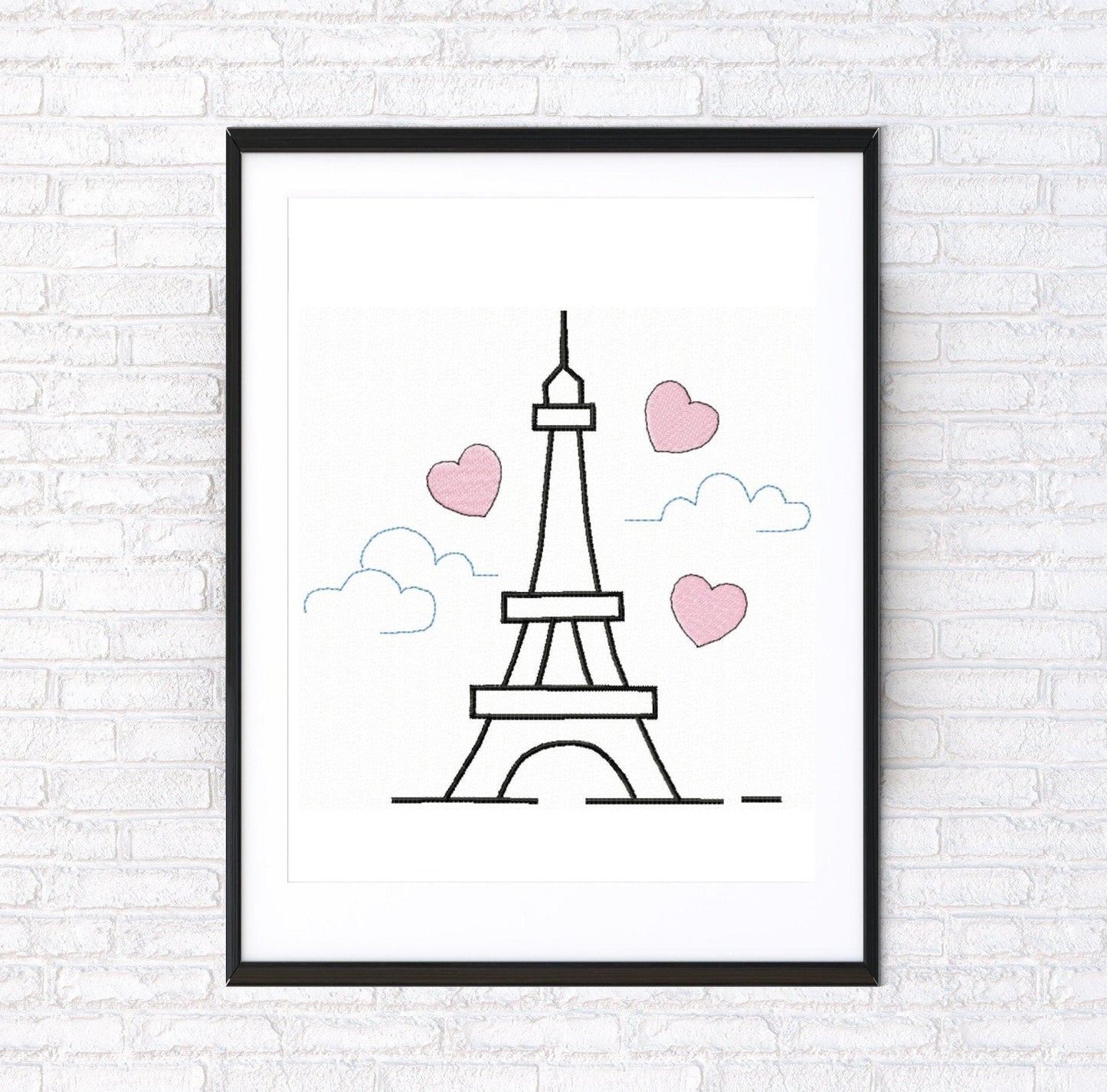 Eifel tower, contour. Machine embroidery. 4x4;  5x7; 8x8 hoop size