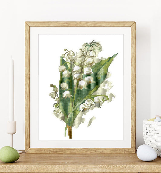 Lily of the valley. Machine Embroidery design and PDF pattern for hand-made embroidery. 5x7 hoop size