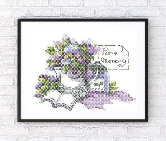 Lilac cross stitch pattern.. Machine embroidery and PDF for hand embroidery. 5x7; 10x6 hoop size