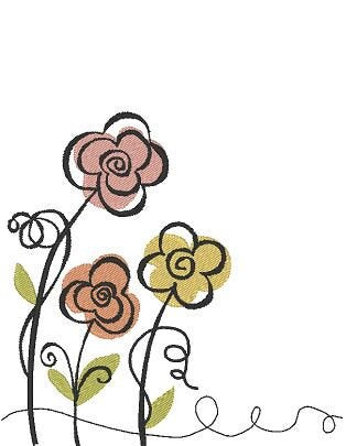 Abstract flowers. Machine embroidery design. 4x4; 5x7 hoop size