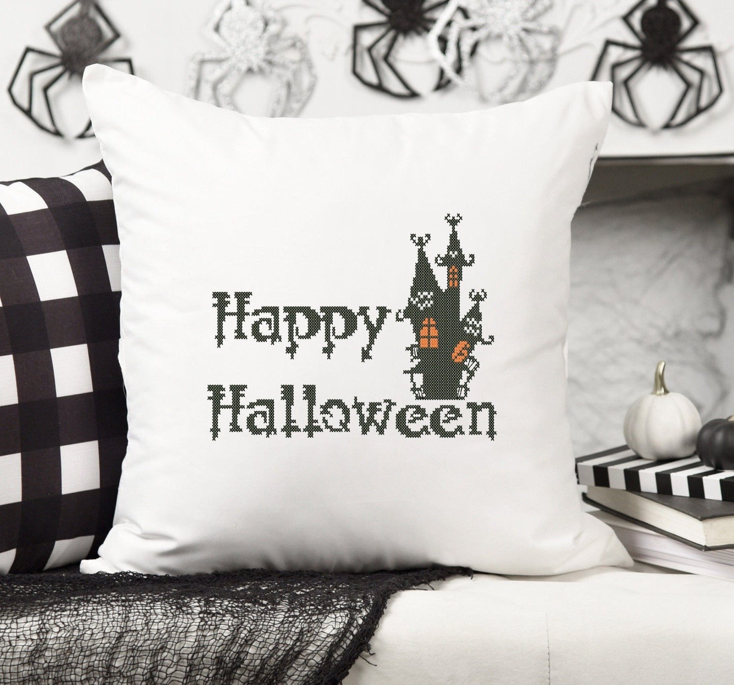 Halloween cross stitch pattern. Machine Embroidery design and PDF pattern for hand-made embroidery
