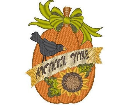 Pumpkin.  Machine embroidery design.