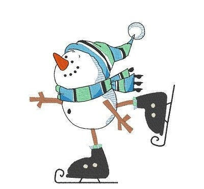 Snowman machine embroidery design; 4x4; 5x7 Hoop size