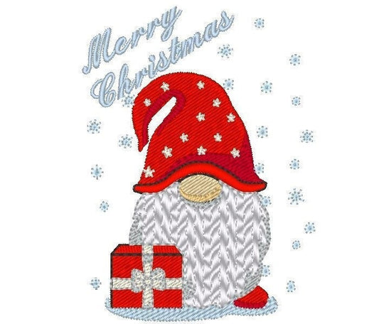 Christmas gnome machine embroidery design; 4x4; 5x7 Hoop size