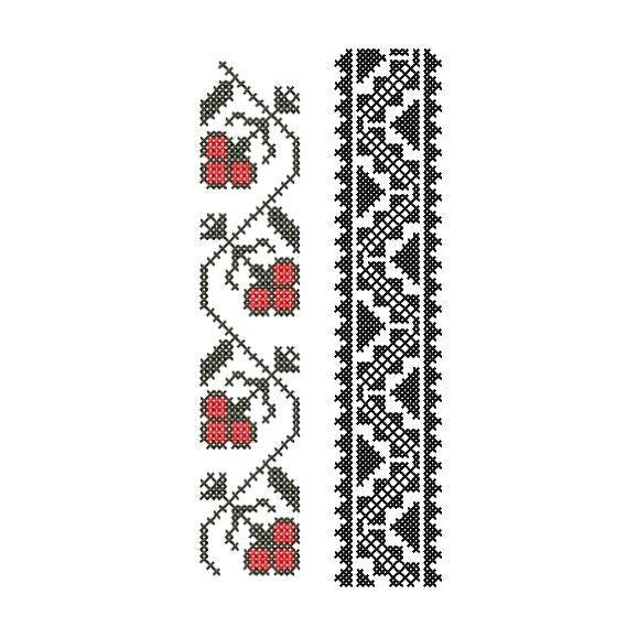 Machine Embroidery design. Romanian traditional ornament, Set of 2 ornaments for traditional men shirt; 5 x7 Hoop size