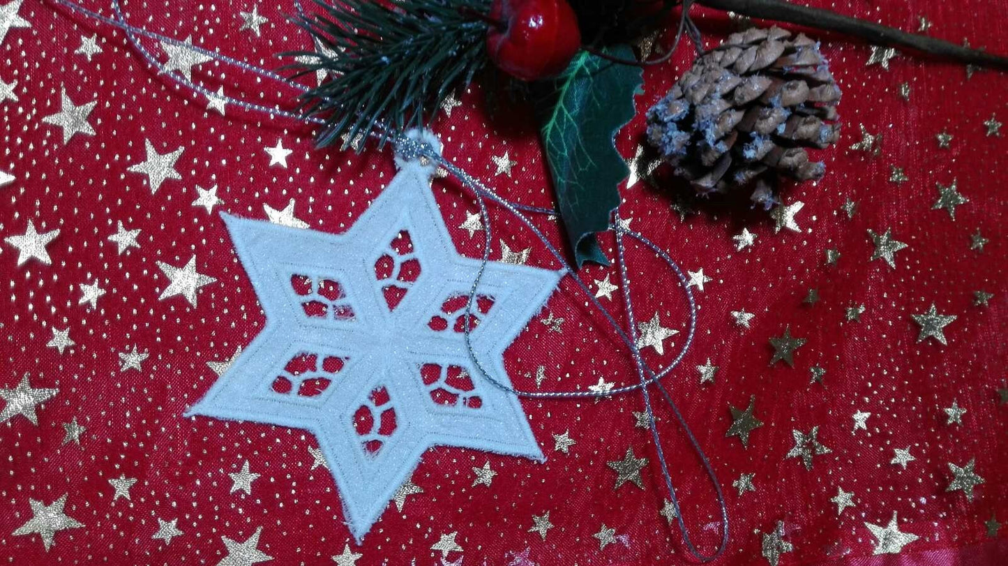 Christmas  tree ornament. Christmas star. Machine embroidery design. FSL machine embroidery