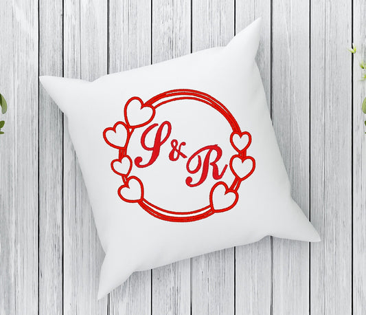 Monogram frame with hearts. Machine embroidery designx 4x4 ; 7x5; 8x8  hoop size