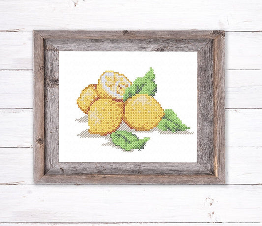 Lemons cross stitch . Machine Embroidery design and PDF pattern for hand-made embroidery