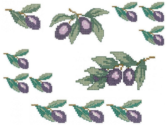 Olives  cross stitch set. Machine Embroidery design and PDF pattern for hand-made embroidery