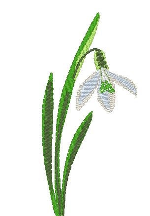 Snowdrop. Machine embroidery design. 7x5 hoop size
